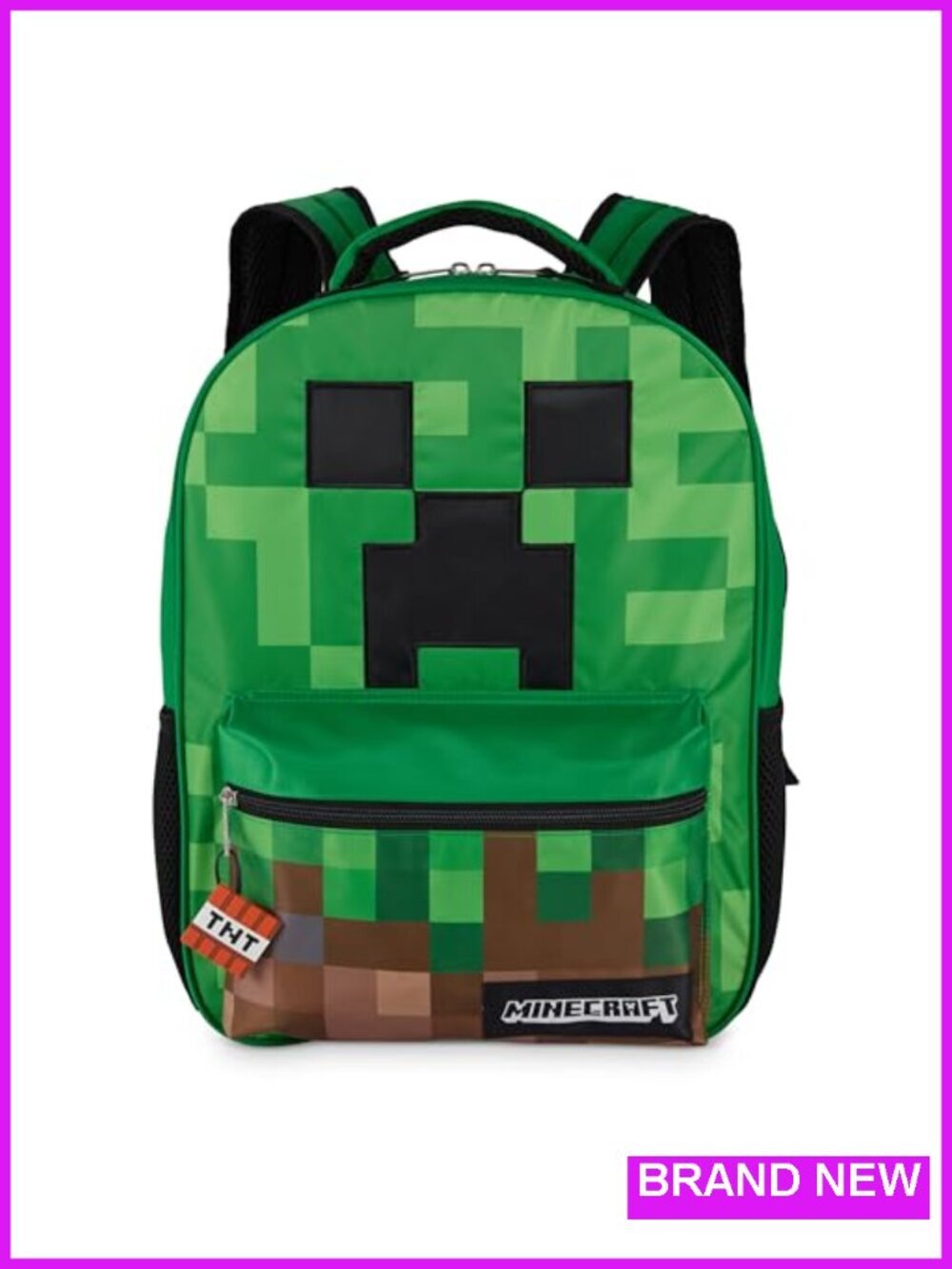 Minecraft Big Face Creeper Backpack, Water Resistant Nylon, 16x12x5 Inch,